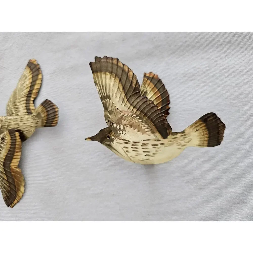 Vintage Homco Metal Wall Decor Hummingbirds Flowers Brass MCM Home Interiors Set